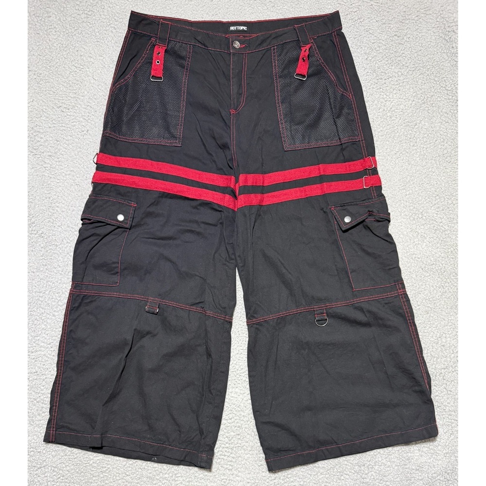 Hot Topic Red & Black Grommet Suspender Wide Leg Pants Plus Size 18 See Desc*